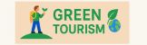 Green Tourism logo featuring a traveler with a backpack holding a plant, standing on a hill next to the text "Green Tourism" and an Earth-leaf symbol.